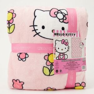 Hello Kitty Pink and White Plush Blanket